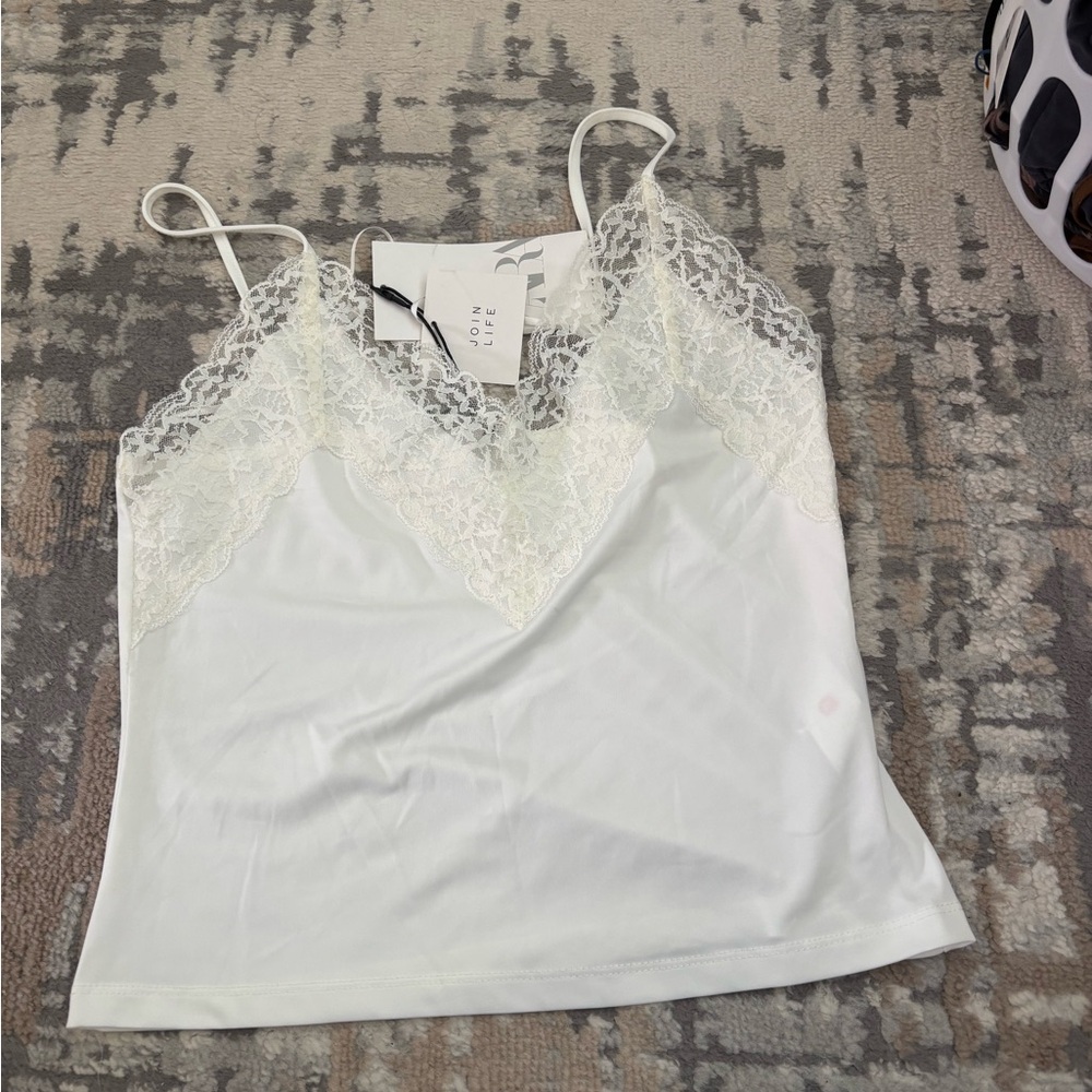 Zara Ivory Lace Accent Blouse